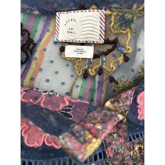 Anthropologie Postmark Ciutadella Embroidered Top Shirt Multi-Color Small Floral - Picture 4 of 5